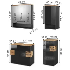 Badmöbel-Set Eden Anthrazit 4 Teile Vicco