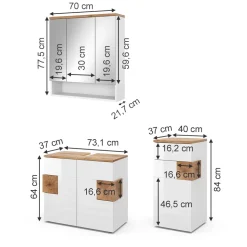 Badmöbel-Set Eden Weiß 3 Teile Vicco