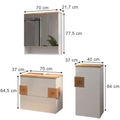 Badmöbel-Set Eden Weiß 3 Teile Vicco