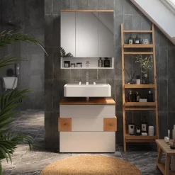 Badmöbel-Set Eden Weiß 2 Teile Vicco