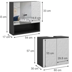 Badmöbel-Set Edge Schwarz 2 Teile Vicco