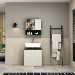 Badmöbel-Set Edge Schwarz 2 Teile Vicco