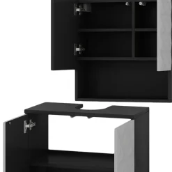 Badmöbel-Set Edge Schwarz 2 Teile Vicco