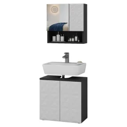 Badmöbel-Set Edge Schwarz 2 Teile Vicco