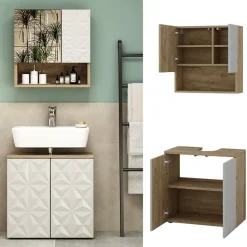 Badmöbel-Set Edge Weiß 2 Teile Vicco