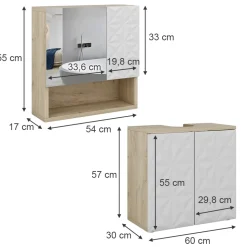 Badmöbel-Set Edge Weiß 2 Teile Vicco