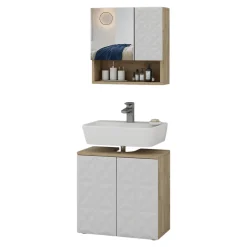 Badmöbel-Set Edge Weiß 2 Teile Vicco