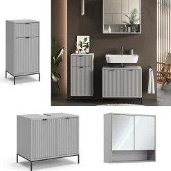 Badmöbel-Set Eliza Grau 3 Teile Vicco