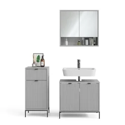 Badmöbel-Set Eliza Grau 3 Teile Vicco