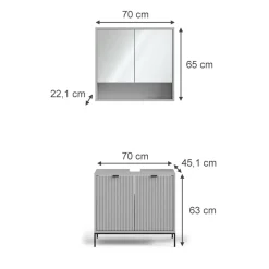 Badmöbel-Set Eliza Grau 2 Teile Vicco
