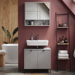 Badmöbel-Set Eliza Grau 2 Teile Vicco