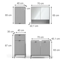 Badmöbel-Set Eliza Grau 4 Teile Vicco