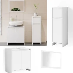 Badmöbel-Set Emma Weiß 3 Teile, mit Midischrank Vicco