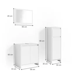 Badmöbel-Set Emma Weiß 3 Teile, mit Midischrank Vicco