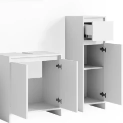 Badmöbel-Set Emma Weiß 3 Teile, mit Midischrank Vicco