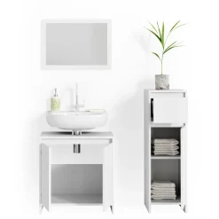 Badmöbel-Set Emma Weiß 3 Teile, mit Midischrank Vicco