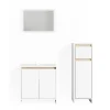 Badmöbel-Set Emma Weiß/Sonoma 3 Teile, mit Midischrank Vicco