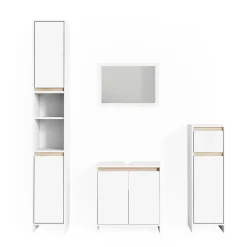 Badmöbel-Set Emma Weiß/Sonoma 4 Teile Vicco