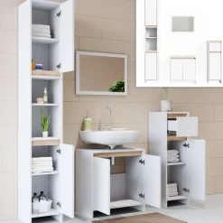 Badmöbel-Set Emma Weiß/Sonoma 4 Teile Vicco