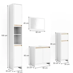 Badmöbel-Set Emma Weiß/Sonoma 4 Teile Vicco