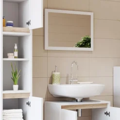 Badmöbel-Set Emma Weiß/Sonoma 4 Teile Vicco