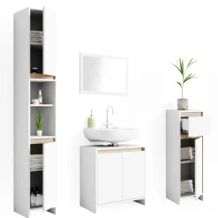 Badmöbel-Set Emma Weiß/Sonoma 4 Teile Vicco