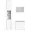 Badmöbel-Set Emma Weiß/Sonoma 3 Teile, mit Hochschrank Vicco