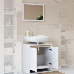 Badmöbel-Set Emma Weiß/Sonoma 2 Teile Vicco