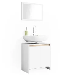Badmöbel-Set Emma Weiß/Sonoma 2 Teile Vicco