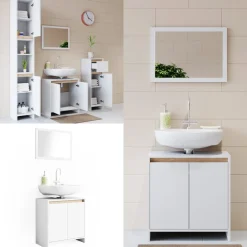 Badmöbel-Set Emma Weiß/Sonoma 2 Teile Vicco