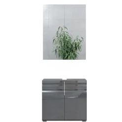 Badmöbel-Set Fredd Anthrazit Hochglanz 2 Teile Vicco