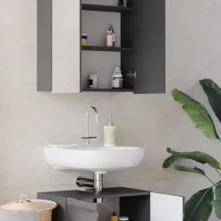 Badmöbel-Set Fredd Anthrazit Hochglanz 2 Teile Vicco