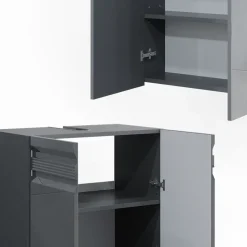 Badmöbel-Set Fredd Anthrazit Hochglanz 2 Teile Vicco