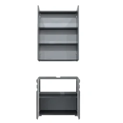 Badmöbel-Set Fredd Anthrazit Hochglanz 2 Teile Vicco