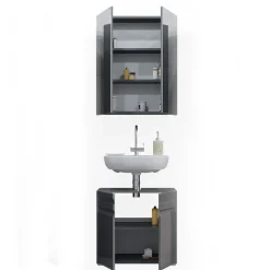 Badmöbel-Set Fredd Anthrazit Hochglanz 2 Teile Vicco