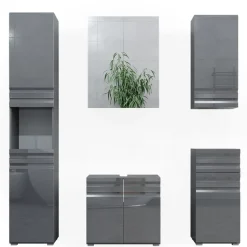 Badmöbel-Set Fredd Anthrazit Hochglanz 5 Teile Vicco