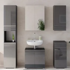 Badmöbel-Set Fredd Anthrazit Hochglanz 5 Teile Vicco