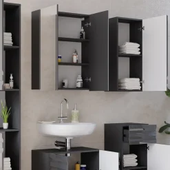 Badmöbel-Set Fredd Anthrazit Hochglanz 5 Teile Vicco