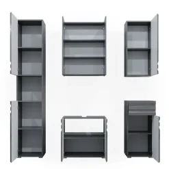 Badmöbel-Set Fredd Anthrazit Hochglanz 5 Teile Vicco