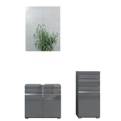 Badmöbel-Set Fredd Anthrazit Hochglanz 3 Teile Vicco