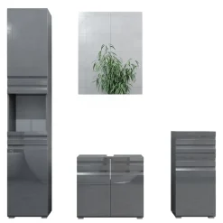 Badmöbel-Set Fredd Anthrazit Hochglanz 4 Teile Vicco