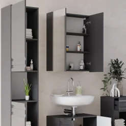 Badmöbel-Set Fredd Anthrazit Hochglanz 4 Teile Vicco