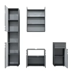 Badmöbel-Set Fredd Anthrazit Hochglanz 4 Teile Vicco