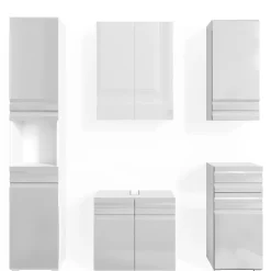 Badmöbel-Set Fredd Weiß Hochglanz 5 Teile Vicco