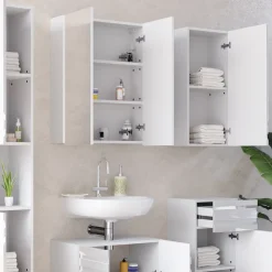 Badmöbel-Set Fredd Weiß Hochglanz 5 Teile Vicco