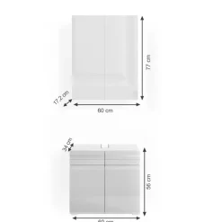 Badmöbel-Set Fredd Weiß Hochglanz 2 Teile Vicco