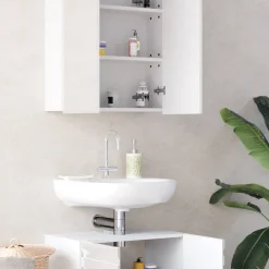 Badmöbel-Set Fredd Weiß Hochglanz 2 Teile Vicco