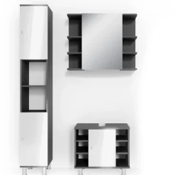 Badmöbel-Set Fynn Anthrazit 3 Teile, mit Hochschrank Vicco