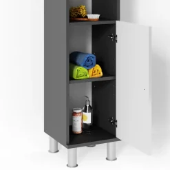 Badmöbel-Set Fynn Anthrazit 3 Teile, mit Hochschrank Vicco