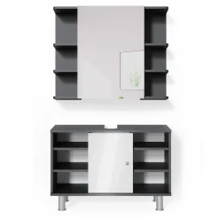 Badmöbel-Set Fynn Anthrazit 2 Teile, Unterschrank 80 cm Vicco